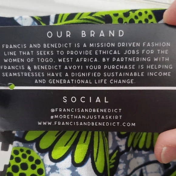 Francis & Benedict Green Floral batik Like Maxi Skirt From Togo NWT - Picture 6 of 10